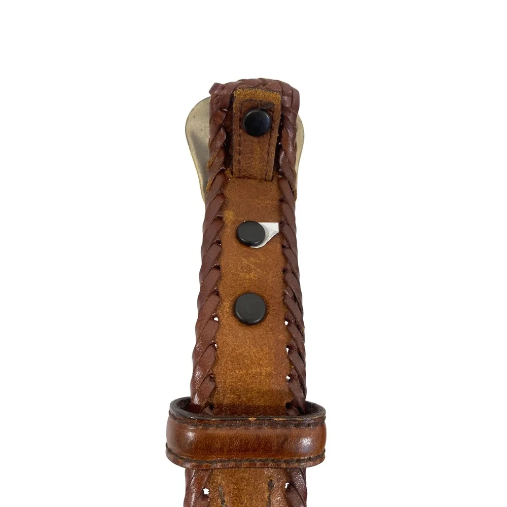 Resistol Mens‎ Brown Leather Western Belt Braided Engraved Buckle 42 R1201216